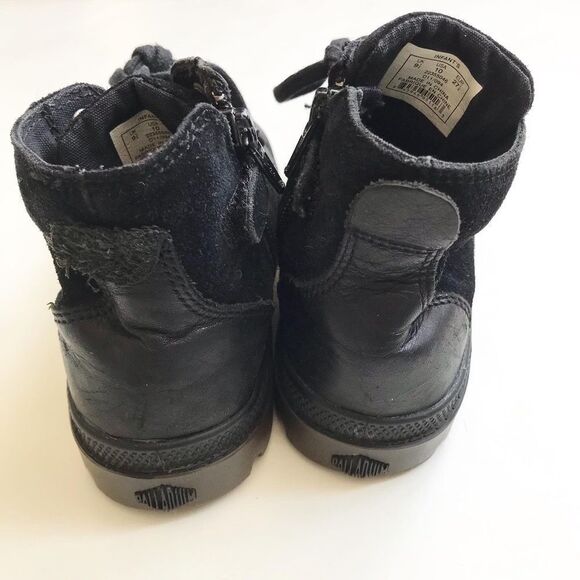 Palladium black suede/leather combat boots EUC size 9.5 toddler - Picture 8 of 10